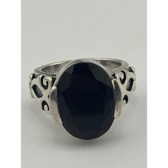 Silpada Sterling Silver Black Chalcedony Scroll Band Ring R1410 Size 6 - Picture 5 of 10